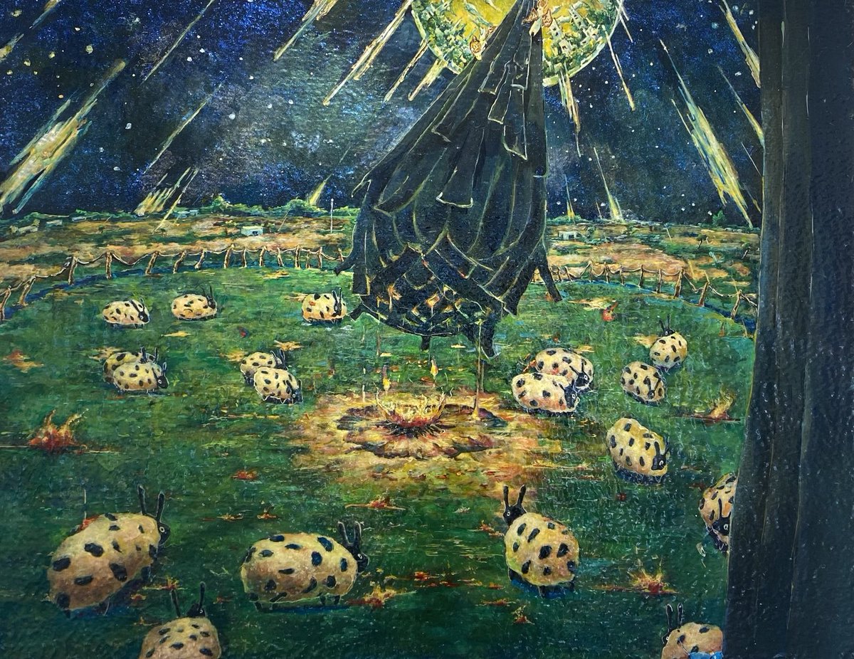添田賢刀 個展　　
月出てたんだ　今日はモヤッとしてる 
8/5（火）～ 10（日）

本日よりスタートです。
大作が多く大変見応えのある展示になりました。
皆様のご来廊をお待ちしています

画像は
「私の神様で　世界で　ルールだった」

F30  キャンバス　アクリル　油彩
2019年の作品です