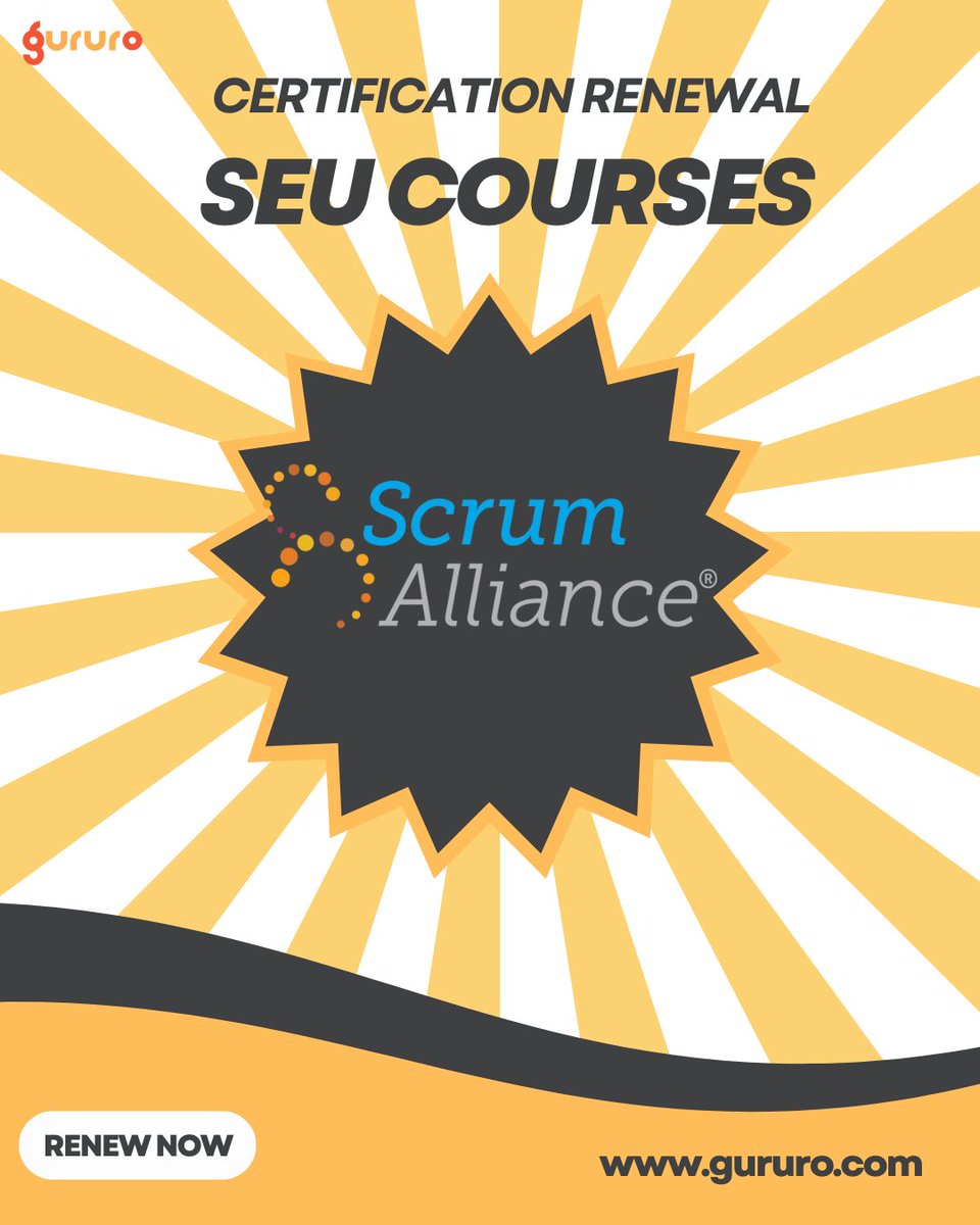 TeamGururo's tweet image. 🎯 Ready to renew your Scrum Alliance® certification?
Unlock SEU Courses that are practical, fast, and 100% renewal-ready.
#ScrumAlliance #SEUCourses #ScrumCertification #AgileLeadership  
#AgilePractitioner#ScrumMasterRenewal#CSMRenewal#GururoCourses#OnlineLearning#AgileCoach