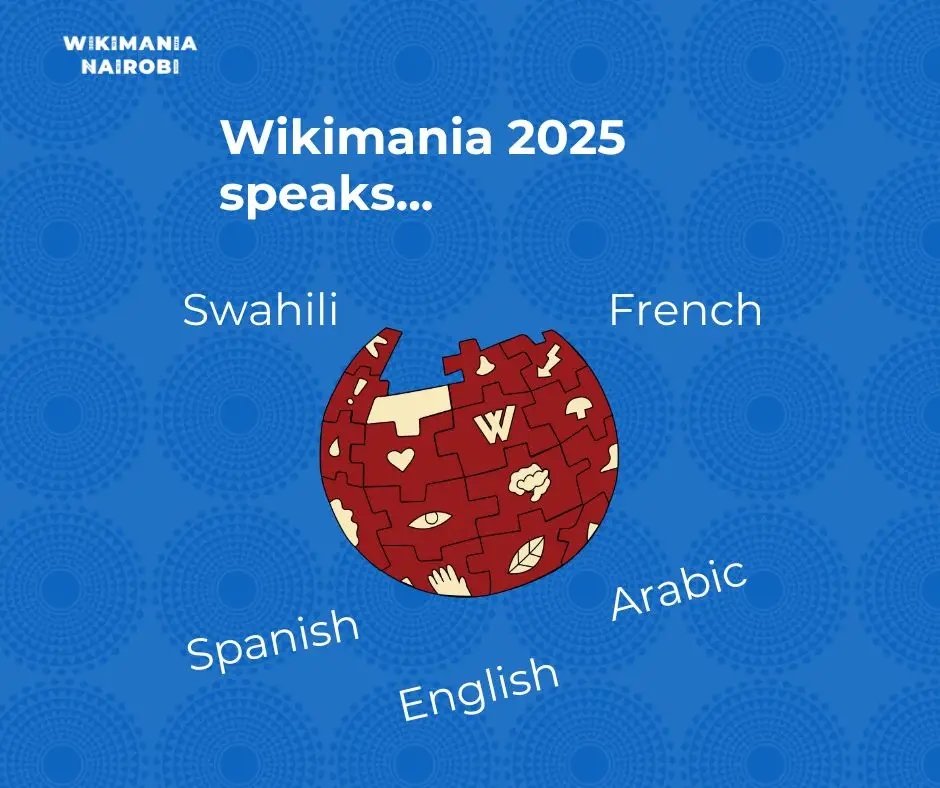 🌍🎉 Get ready for Wikimania 2025 in Nairobi! 🎉🌍
Join the Event from August 6–9 at Nairobi 🇰🇪
📌 Theme: Inclusivity. Impact. Sustainability.
🐘🧕 Explore culture, gender equity, and folklore through engaging sessions and exhibits!
📍 See you in Nairobi
#Wikimania2025  #Nairobi