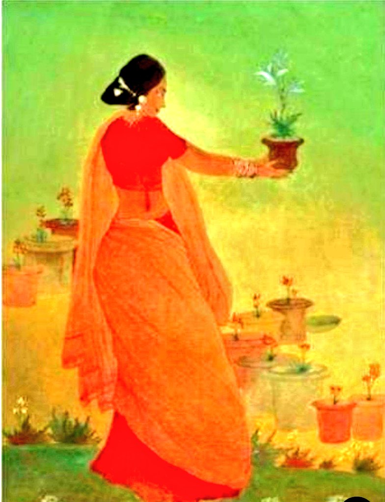 IndiaArtHistory's tweet image. The #sari is worn in so many different ways all over India.
Here's the Bengali style in a painting by Nandalal Bose. 🖌️🎨