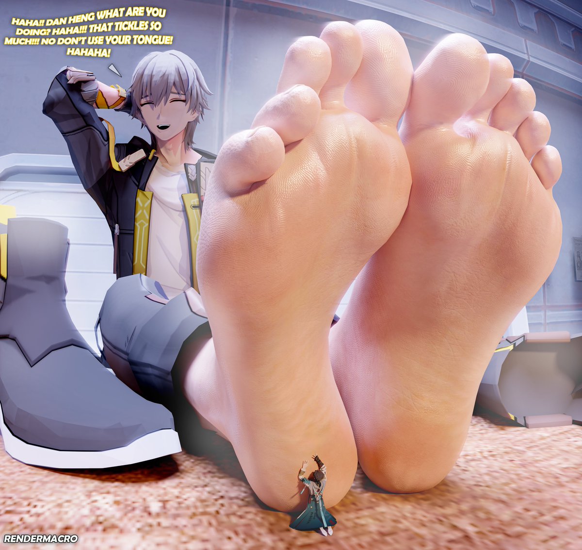 Here’s the boi!! Y’all voted for him so here ya go 🙂‍↔️❤️ 
#giantmale #malefeet #macrophilia #sizeart #sizetwitter