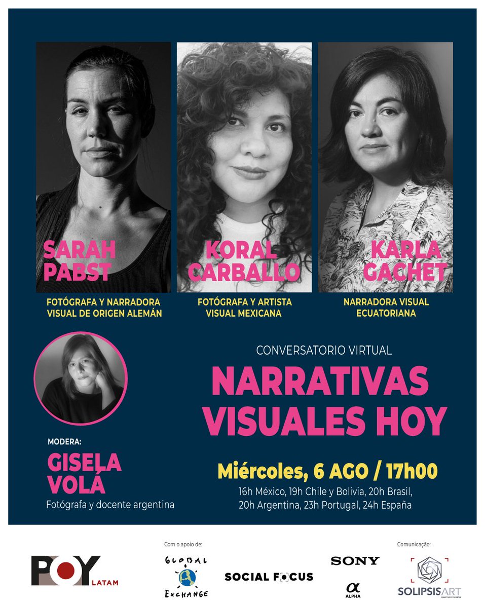POYLatam's tweet photo. 🔴 ¡Últimos días para postular al #POYLatam2025!  

Acompáñanos al 4.º conversatorio Narrativas Visuales Hoy, con tres fotógrafas reconocidas por su forma de documentar, conmover y transformar desde la imagen.

🗓️ Mié. 7 ago
⏰17h00 (Quito) 
📍 En vivo por FB e IG de @POYLatam https://t.co/mVf5qB6hlt