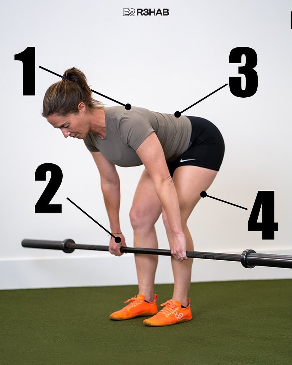 E3Rehab's tweet photo. Aside from the strength, muscle, and even the flexibility that can be built from RDLs, one of the best things about them is their versatility.

In general, conventional deadlifts start from the ground, which might not work for everyone due to their body proportions, capabilities, etc.

But RDLs? 👇

🧵