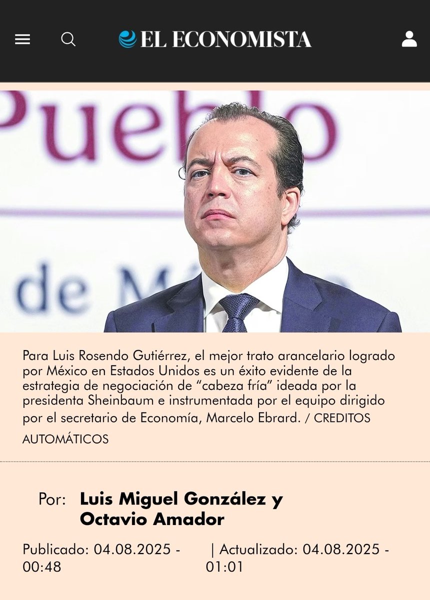 MéxicoSi🇲🇽 (@marceloe2024) on Twitter photo México buscará bajar su superávit comercial con EU. Señaló <a href="/LuisRosendo_/">Luis Rosendo Gutiérrez</a> <a href="/SE_mx/">Economía México</a>
Estamos trabajando en la política comercial para depender menos d aquellos países con los que no tenemos tratados y comprarle un poco + a 🇺🇸 sin q lastime a nuestra industria.
share.google/Q2OSRKmroNC0OF… México buscará bajar su superávit comercial con EU. Señaló <a href="/LuisRosendo_/">Luis Rosendo Gutiérrez</a> <a href="/SE_mx/">Economía México</a>
Estamos trabajando en la política comercial para depender menos d aquellos países con los que no tenemos tratados y comprarle un poco + a 🇺🇸 sin q lastime a nuestra industria.
share.google/Q2OSRKmroNC0OF…