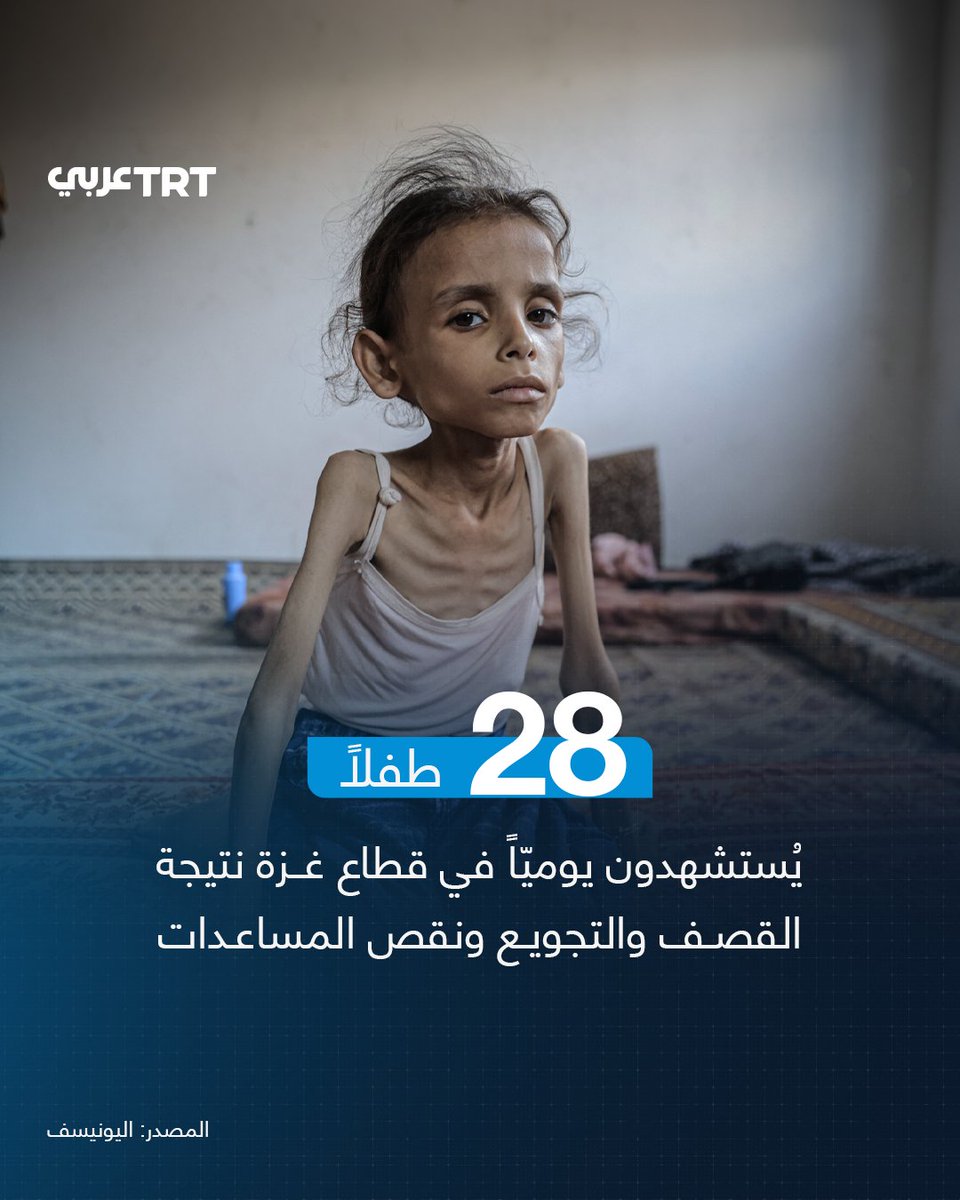 قالت منظمة الأمم المتحدة للطفولة "يونيسف" الإثنين، إن نحو 28 طفلاً يُستشهدون يومياً في قطاع غزة نتيجة القصف والتجويع ونقص المساعدات والخدمات الحيوية، مؤكدة أن الأطفال بحاجة ماسَّة إلى الغذاء والماء والدواء والحماية، وقبل كل شيء إلى وقف فوري لإطلاق النار.

وأوضحت الأمم المتحدة أن