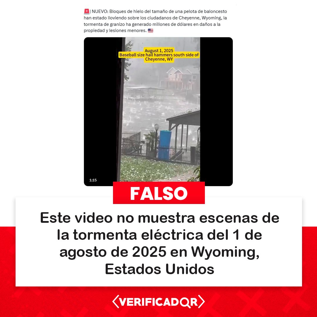 🔍 Se viralizó en redes un video que expone supuestas escenas de la tormenta eléctrica que azotó Wyoming (oeste de Estados Unidos) el último 1 de agosto. Sin embargo, dichas secuencias corresponden a sucesos antiguos en distintos países.

👉 Nota completa: bit.ly/tormenta-wyomi…