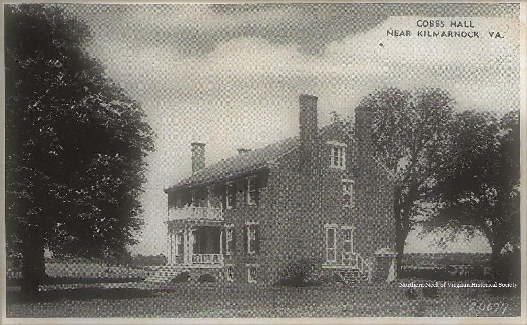 Cobbs Hall in Northumberland County, VA was built in 1853 by Lewis Harvey, husband of Martha Lee, 1803-1878, on the foundations of an earlier dwelling of the same design. The property is associated with the Lee family since the 17th century. Privately owned/not open to the public