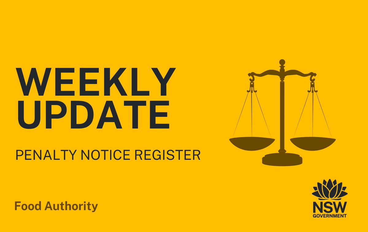 Find out which food businesses have allegedly breached food safety laws in NSW:  

   • 20 premises added this week 
   • 4 premises removed (publication period expired). 

See: ow.ly/y3Bb50UOepI