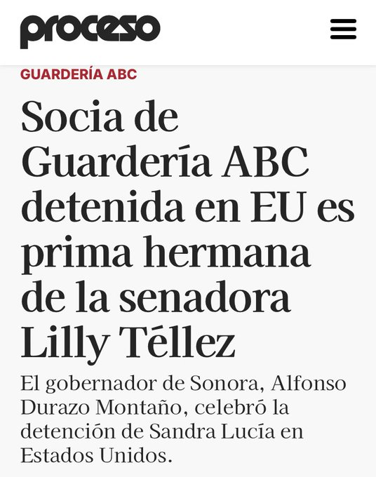 juncalssolano's tweet photo. Vaya vaya... 

La detenida que es socia de la Guadería ABC es PRIMA HERMANA de @LillyTellez, Senadora del PAN.

¿Se hará loca como bien sabe? https://t.co/2iA0SfLrcs