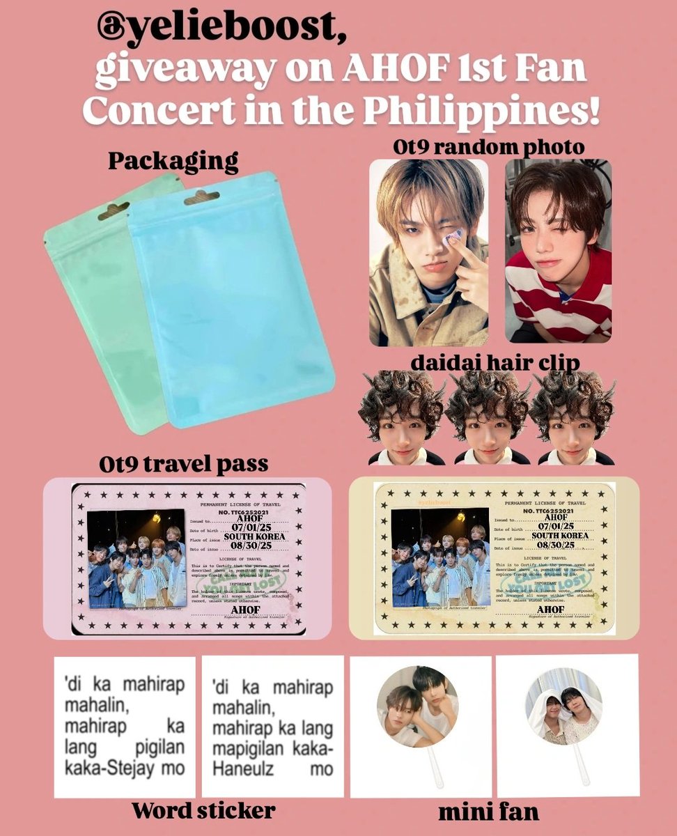 Ahof rendezvous in manila freebies!📢

°•☆ by: <a href="/jeyelieboost/">jeyeliee | AHOF🎀</a>!
°•☆ green packaging steejay and blue for haneulz~

- like + rt
- 1:1 (limited qty only)
- loc TBA
- open for trades &amp; donations (pls dm me🫶🏻)

#AHOF #RENDEZVOUSinMANILA