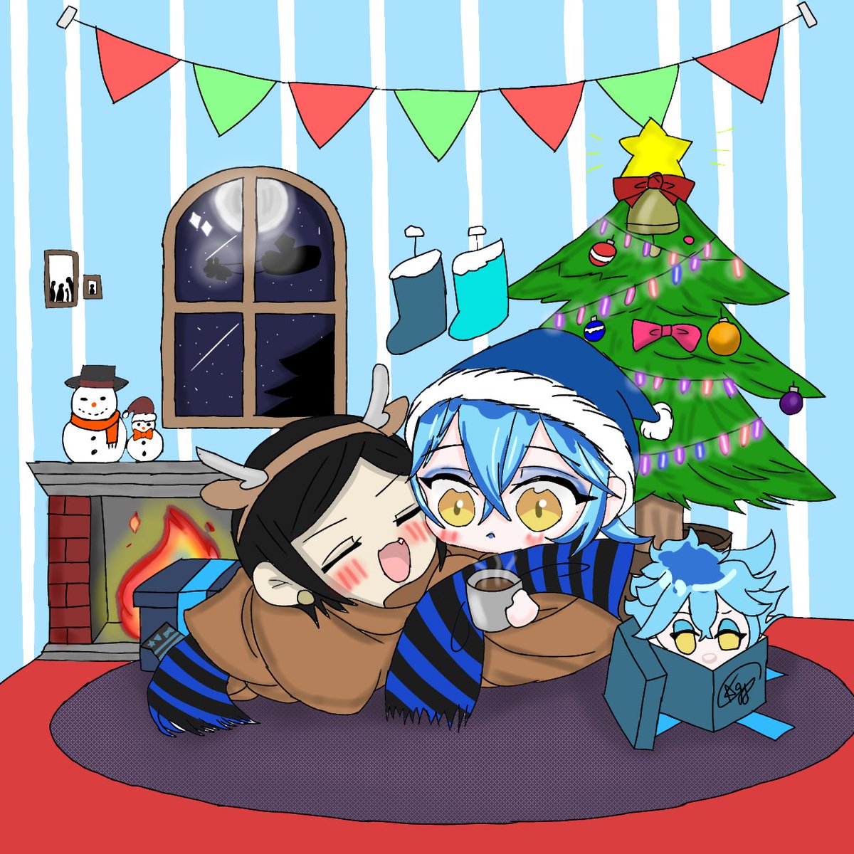 The first drawing I did of Idia was in October, and the second in December. I think the change is noticeable now; every time I draw Idia, I like to experiment with different coloring styles. My shipp all schizophrenic.
#idiashoroud #tenshidia #Ocxcanon #twistedwonderland.