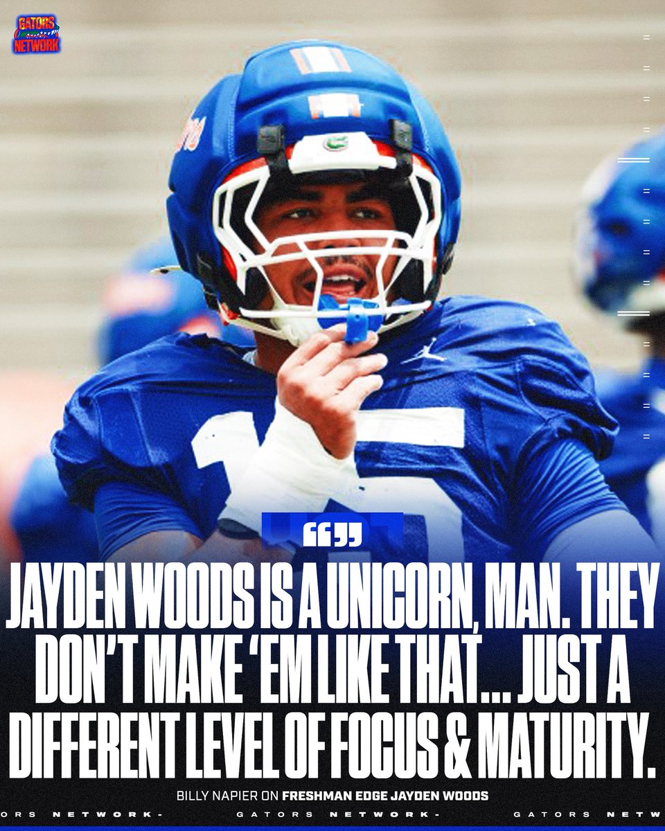 Florida EDGE Jayden Woods has been an impressive player throughout the fall, according to HC Billy Napier 👀

Will the freshman see the field early? 🤔
