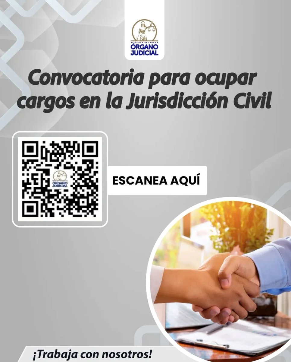 Para las personas interesadas, les comparto esta información:
cajapp.organojudicial.gob.pa/vacante/index.…
Aquí el instructivo de uso de la plataforma : sigerh.organojudicial.gob.pa/sigerh/files/S…