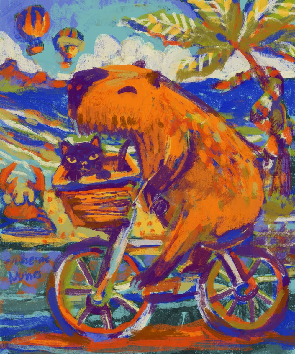 capybara riding a bicycle