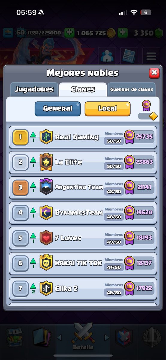 Real Gaming 🥇
Top 1 de Argentina, señores.

Nada de capturas fake, ni clanes bugeados.

El único con jugadores argentinos siendo realmente el mejor del país.

No hay competencia.
Yerba Mala Nunca Muere.