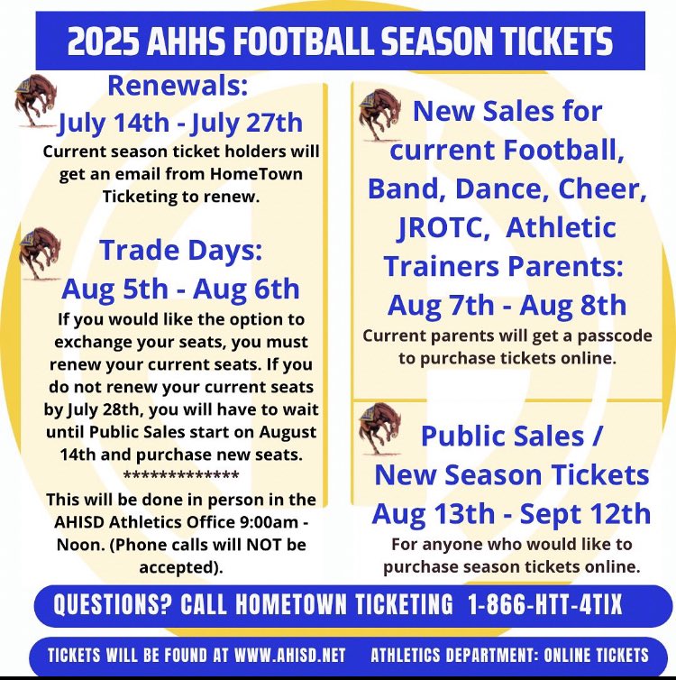 Football season ticket TRADE DAYS start tomorrow. MULES UP!