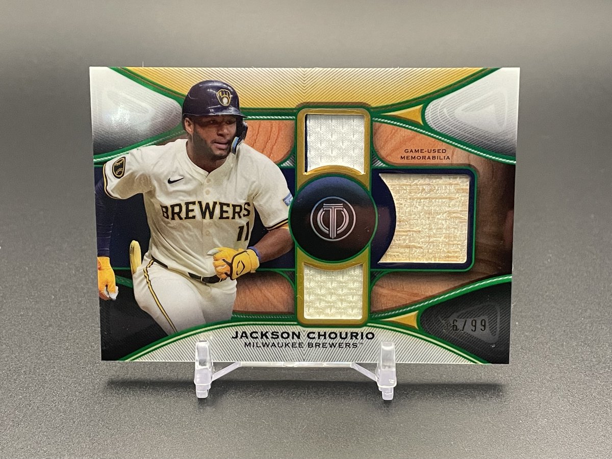 Jackson Chourio 25 Tribute Triple Relic Game Used Memorabilia /99 - $20