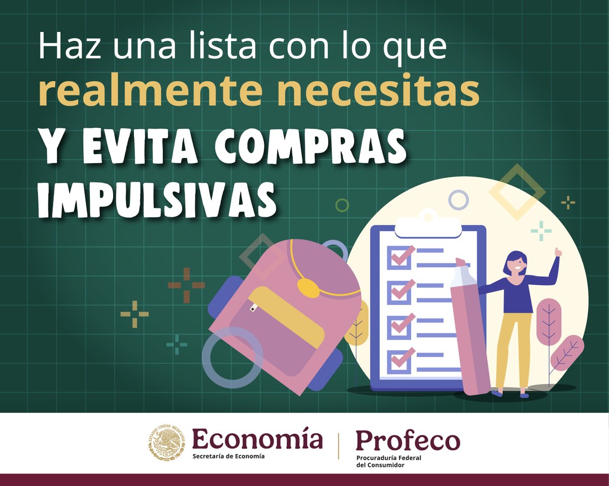 📚 Este regreso a clases, planear es ahorrar.
Evita compras de último momento: revisa lo que ya tienes, haz tu lista y respétala para no gastar de más ni salirte de tu presupuesto.

Consulta la Guía de Regreso a Clases 2025 en 
👉 profeco.gob.mx donde encontrarás fechas