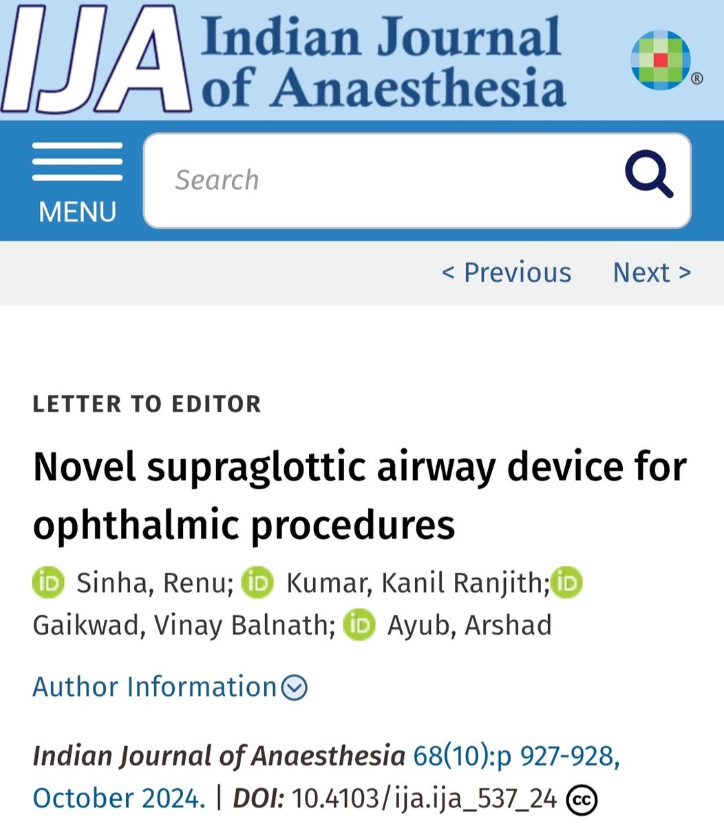 Dr Rakesh Garg AIIMS New Delhi (@drrakeshgarg8) on Twitter photo ✍️Read (IJA)
DOI: 10.4103/ija.ija_538_24
✅Click to read:
journals.lww.com/ijaweb/fulltex…
PMID: 39449849; PMCID: PMC11498251.
pubmed.ncbi.nlm.nih.gov/39449849/
#IJA #Indian_J_Anaesth
Dr Rakesh Garg, Editor-in-Chief, IJA / Professor, AIIMS, New Delhi, India
E-mail: drrgarg@hotmail.com ✍️Read (IJA)
DOI: 10.4103/ija.ija_538_24
✅Click to read:
journals.lww.com/ijaweb/fulltex…
PMID: 39449849; PMCID: PMC11498251.
pubmed.ncbi.nlm.nih.gov/39449849/
#IJA #Indian_J_Anaesth
Dr Rakesh Garg, Editor-in-Chief, IJA / Professor, AIIMS, New Delhi, India
E-mail: drrgarg@hotmail.com