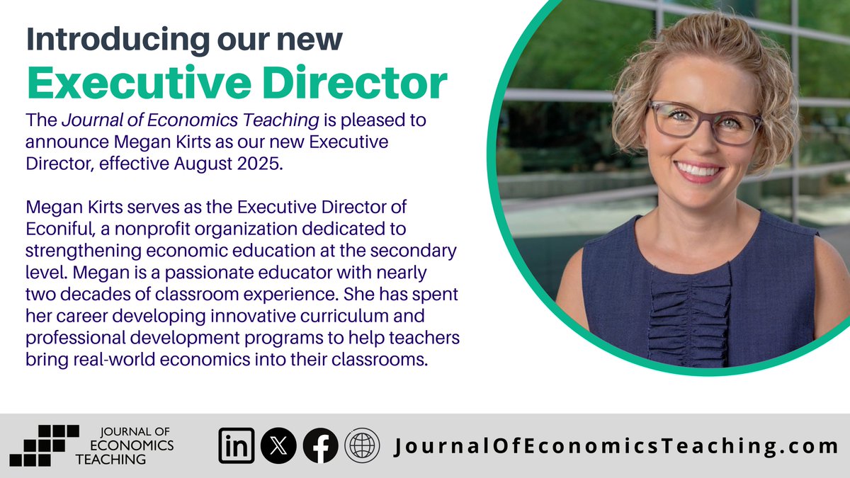 We’re thrilled to welcome Megan Kirts (@Econiful) as the new Executive Director of JET! 

A longtime contributor and educator, Megan brings deep experience and vision to the role. 

Here’s to what’s next!
