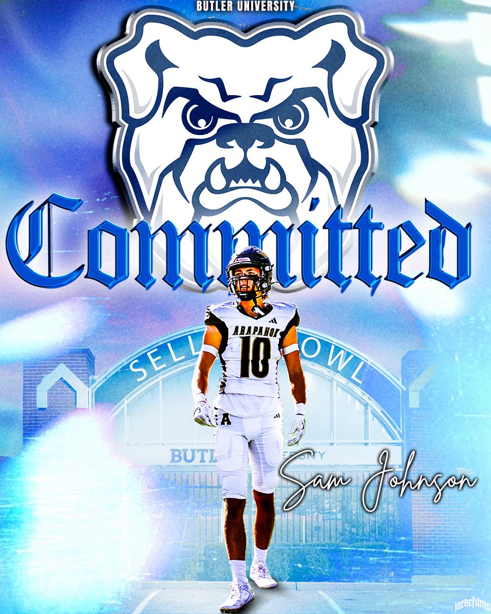 Sam Johnson (@samjohnson_2026) on Twitter photo I am excited to announce my commitment to <a href="/ButlerUFootball/">Butler Football</a>. I want to thank my parents for their endless sacrifices, my coaches for their help on and off the field, and my teammates who make the journey fun! Go Dawgs!!🐶
<a href="/coachklynch/">Kevin Lynch</a> <a href="/CoachBelfiori/">JORDAN BELFIORI</a> <a href="/JoeCheshire/">Joe Cheshire</a> <a href="/Arapahoe_FB/">Arapahoe High School Football</a> I am excited to announce my commitment to <a href="/ButlerUFootball/">Butler Football</a>. I want to thank my parents for their endless sacrifices, my coaches for their help on and off the field, and my teammates who make the journey fun! Go Dawgs!!🐶
<a href="/coachklynch/">Kevin Lynch</a> <a href="/CoachBelfiori/">JORDAN BELFIORI</a> <a href="/JoeCheshire/">Joe Cheshire</a> <a href="/Arapahoe_FB/">Arapahoe High School Football</a>