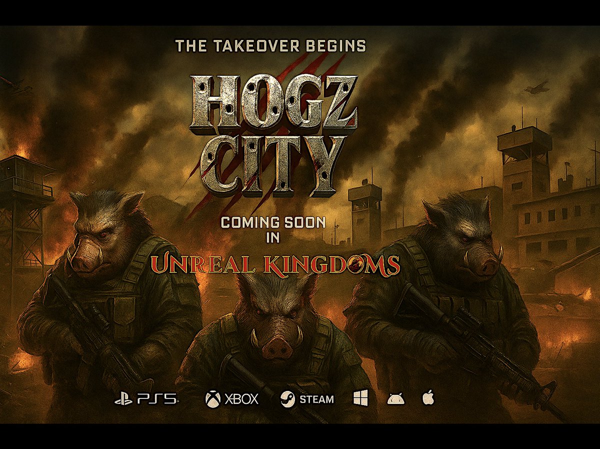 🪖 Gear up for deployment to HOGZ City P2E metaverse coming soon to @UnrealKingdoms

🐗 Massive rewards for <a href="/HC_Hogz/">Hostile Crypto Hogz 🐗</a> holders with 28% of profits going to the Marketing Rewards Program every month.

⚔️ Join the SWINE FORCE faction and be all you can be. Take no prisoners. Full