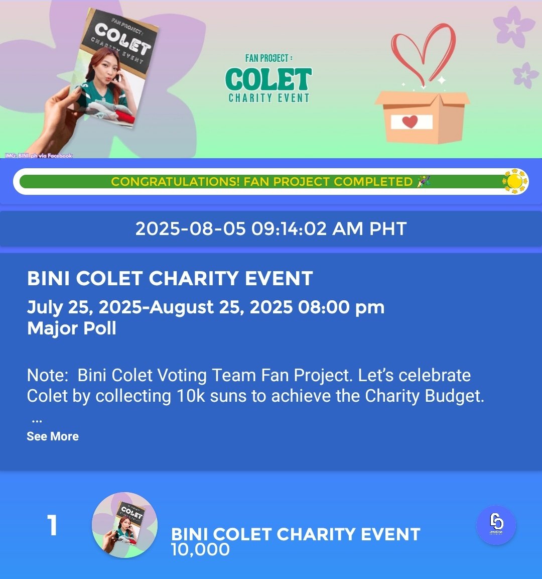 BiniColetBVT's tweet photo. JUANCAST UPDATE
#PAWraKayKulit 🐾

Fan project voting completed 😊
Thank you po sa mga naghelp magcollect sa app, lalo na sa aming mga vampire voters 🙏

Magpopost po kami ng details regarding this event soon para sa mga gustong magbigay ng in-kind donations. For monetary donations, kindly check our #ProjectPahuway.

Thank you so much!! 💚

#ParaKayColet
#to_colet @bini_colet