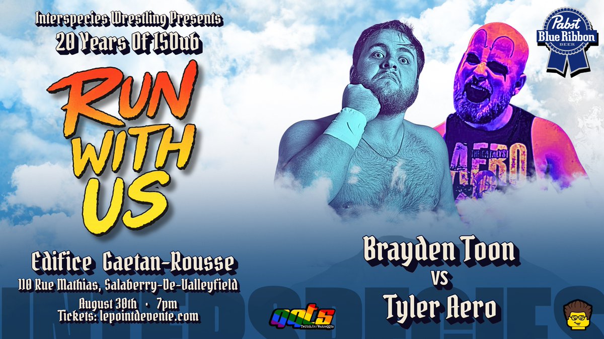 No story needed. I just wanted to book two of the homies in a banger. 

Tyler Aero - a dude who impressed in his ISDub debut back at Kings of Crazy, and has been tearing up the deathmatch scene in Southern Ontario since. 

Brayden Toon - Making his third ISDub appearance, fresh