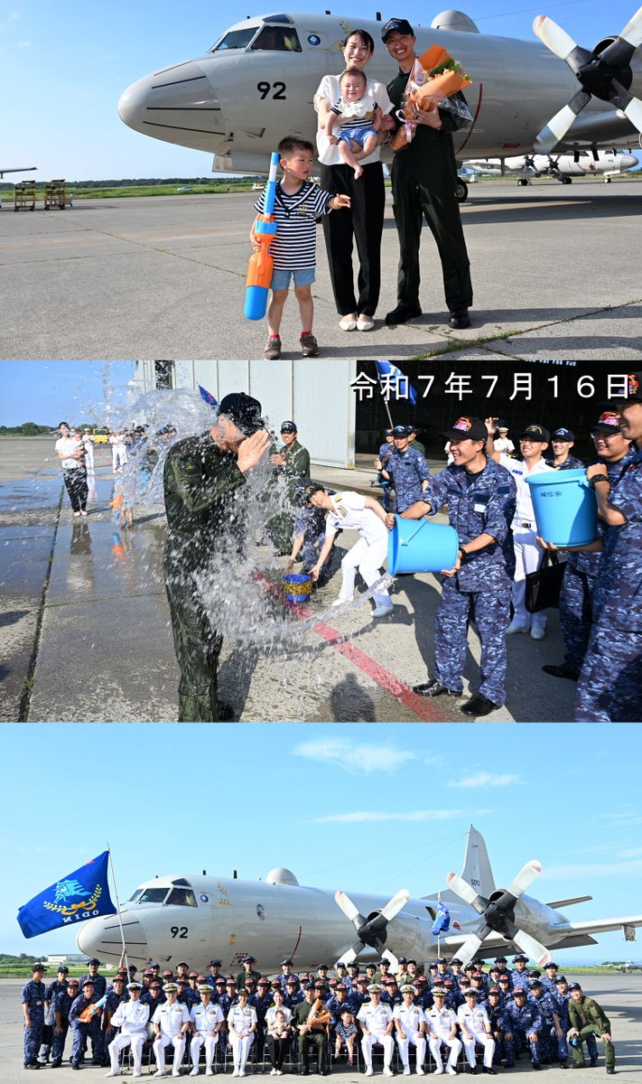 jmsdf_2aw's tweet image. 第2航空隊で4名の新たな機長が誕生しました
(`・ω・´)ゞ
初機長フライト終了後は
家族や多くの隊員から祝福を受けました🎉
歓喜に満ちたセレモニーでした🎊
それぞれの写真をクリック👈してみてね
#P3C #海自八戸 #海上自衛隊 #八戸航空基地 #初機長 #JMSDF