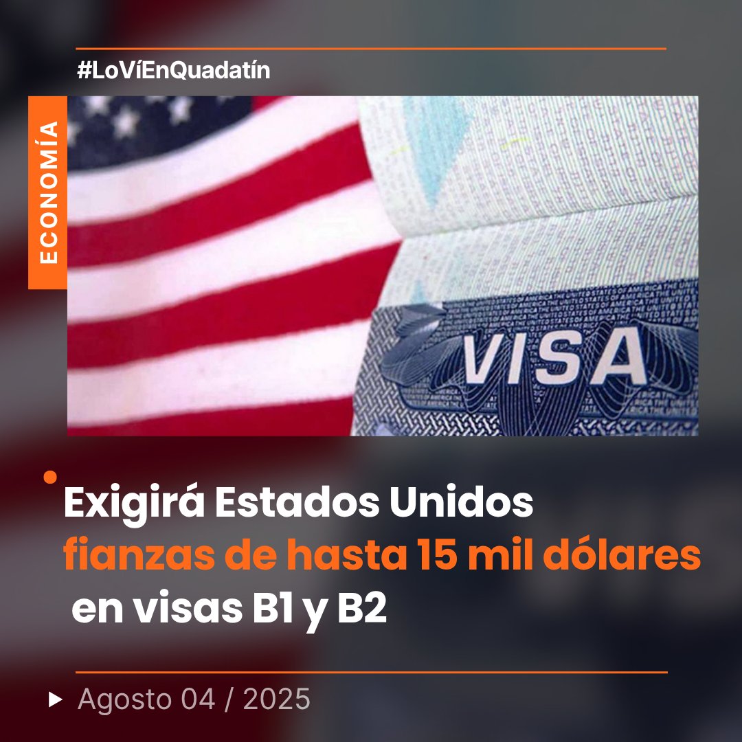 🔴👉 Los funcionarios consulares tendrán la facultad discrecional de imponer estas fianzas a ciudadanos de países con altos índices de sobreestadía.
acortar.link/gsr8io

#LoVíEnQuadratín