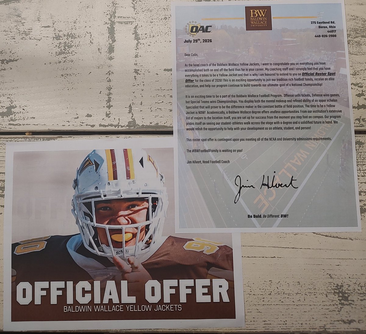 Thank you <a href="/CoachHilvert/">Jim Hilvert</a> for the nice letter! <a href="/BWFootball_/">Baldwin Wallace Football</a> <a href="/rocanthony_/">Rocky Zingale</a>  <a href="/MaumeePantherFB/">Maumee Football</a>  <a href="/DerekBertrand15/">Derek Bertrand(DeBree Football)</a> <a href="/OhiosElite1/">Ohio’s Elite</a> <a href="/PrepRedzoneOH/">Prep Redzone Ohio</a>