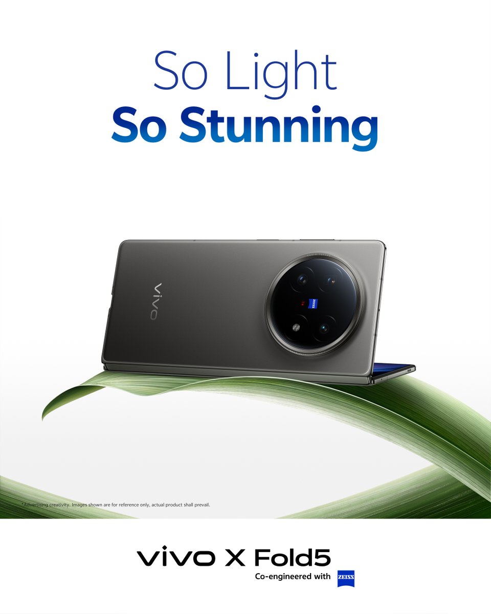 Light, but it means business. 🪶

The vivo X Fold 5 delivers flagship performance in a form that feels like nothing—until you need everything.