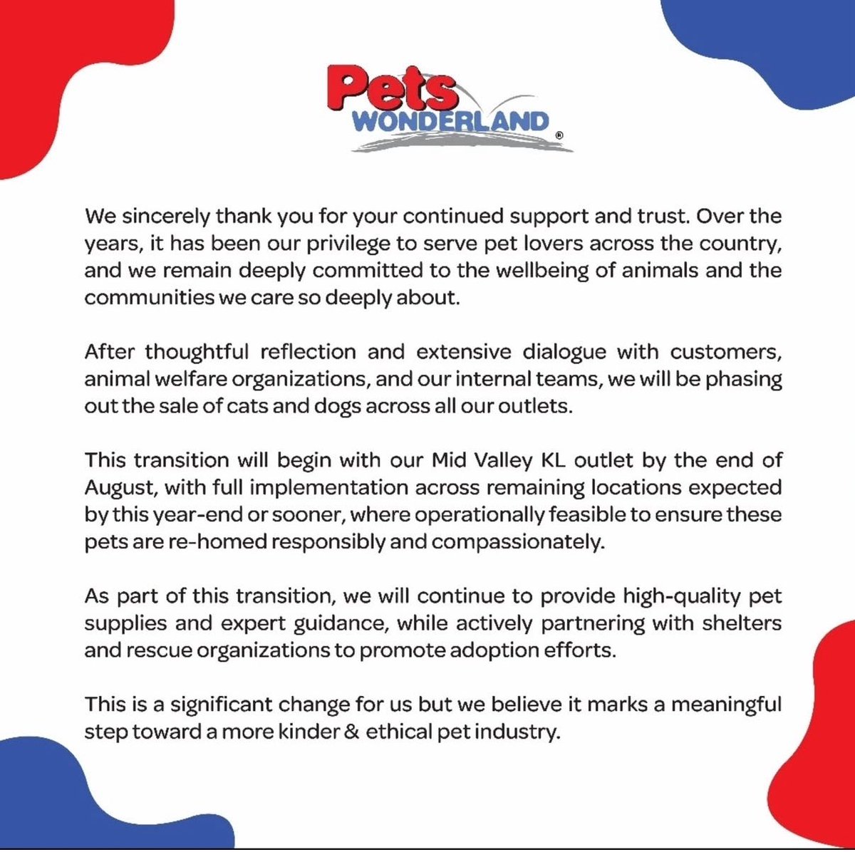 This is the power of using social media the right way. After the public outcry and pressure online, Pet’s Wonderland has announced they will cease the sale of animals in their stores. When used with purpose, social media can truly drive change for the voiceless.
