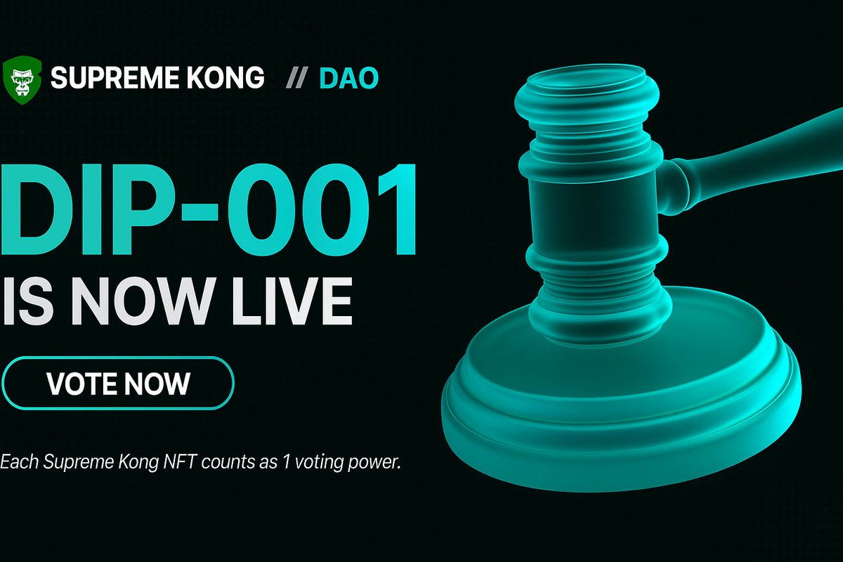 Introducing DIP-001. 

Proposal: Conversion of JNGL NFT to Jungle Labz SPL Token - Retirement of JNGL NFT collection.

Each SK NFT in your hot wallet counts as 1 voting power. 

Voting ends August 8th, 2025 at 00:00 EST. 

snapshot.box/#/s:supremekon…