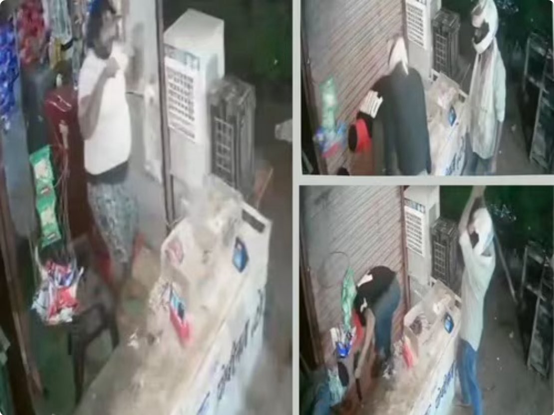 <a href="/instablog9ja/">Instablog9ja</a> This incident took place in Shivpuri district of Madhya Pradesh, India. A group of masked miscreants stormed into a shop and launched a brutal attack on the shopkeeper with sticks, rods, and even an axe.

However, the shopkeeper, Rishabh Gupta, managed to save himself with