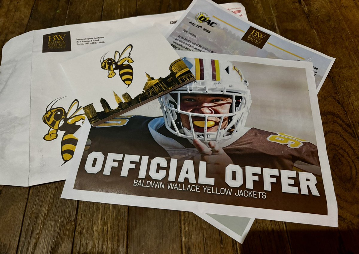 Jackson Schneider (@jacksons_fb26) on Twitter photo Thank you <a href="/CoachHilvert/">Jim Hilvert</a> <a href="/rocanthony_/">Rocky Zingale</a> <a href="/BWFootball_/">Baldwin Wallace Football</a> for the special mail today! #HoldTheRope
<a href="/CoachKarch/">Evan Karchner</a> <a href="/CoachKinnee/">Shane Kinnee</a> <a href="/MaumeePantherFB/">Maumee Football</a> Thank you <a href="/CoachHilvert/">Jim Hilvert</a> <a href="/rocanthony_/">Rocky Zingale</a> <a href="/BWFootball_/">Baldwin Wallace Football</a> for the special mail today! #HoldTheRope
<a href="/CoachKarch/">Evan Karchner</a> <a href="/CoachKinnee/">Shane Kinnee</a> <a href="/MaumeePantherFB/">Maumee Football</a>