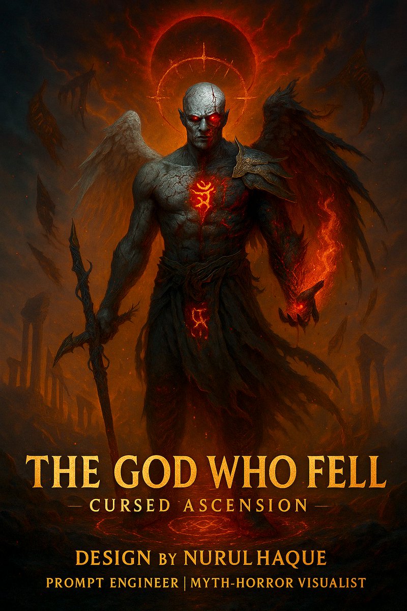 DesignbyNurul's tweet image. 🔥 The God Who Fell – Cursed Ascension
A fallen deity… a cursed legend.
AI + Design + Mythology
Prompt Engineer | Myth-Horror Visualist
🖤 Retweet if this hits your fantasy core!
#AIArtCommunity #DarkFantasy #VisualLore #FantasyArt #MidjourneyPrompt #DigitalMyth #CursedGod