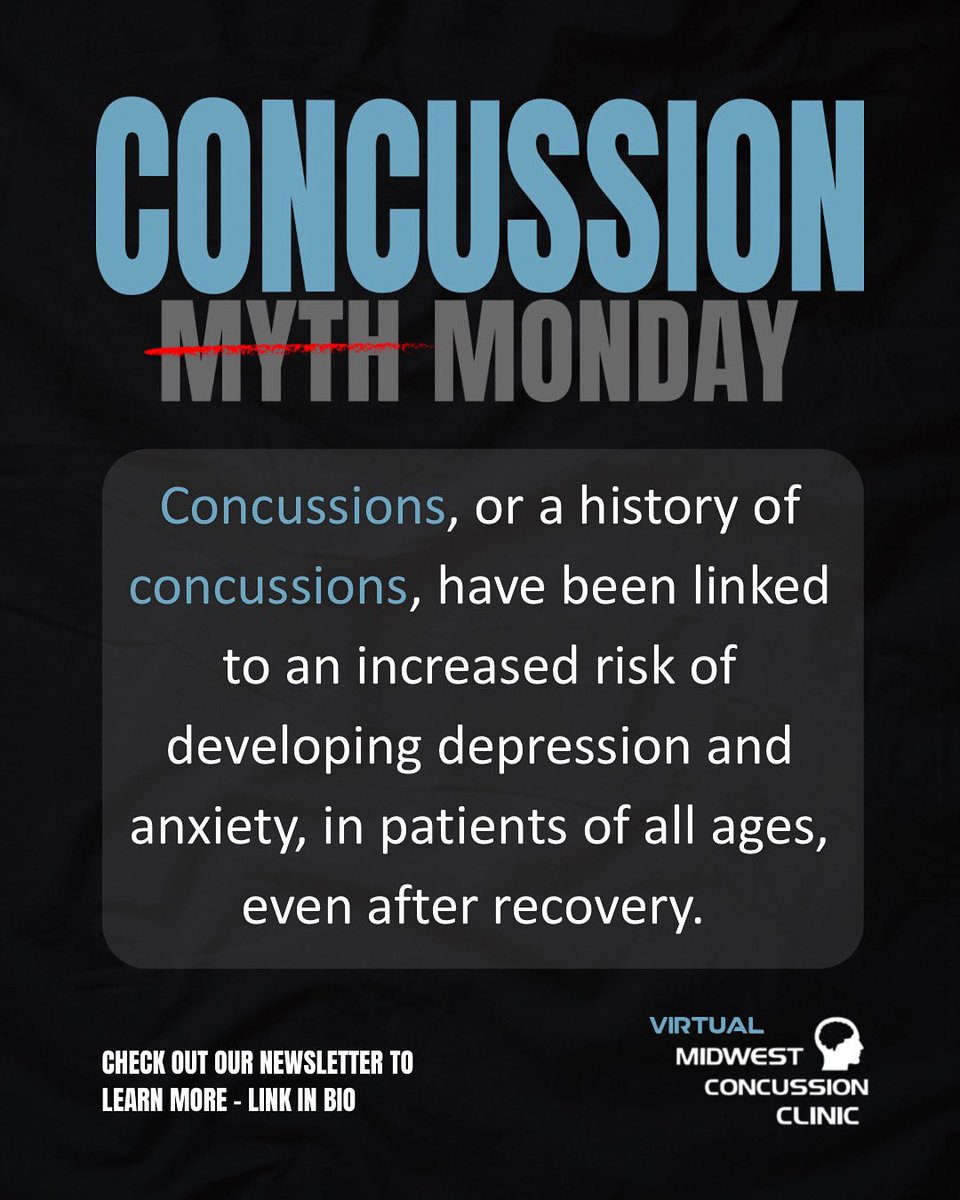 MYTH: Once you’ve “recovered” from a concussion, it’s all behind you.

FACT: A history of concussion can increase the risk of depression and anxiety—even after symptoms resolve.

Your brain deserves long-term care, not short-term attention.

🧠 Stay informed. Stay supported.