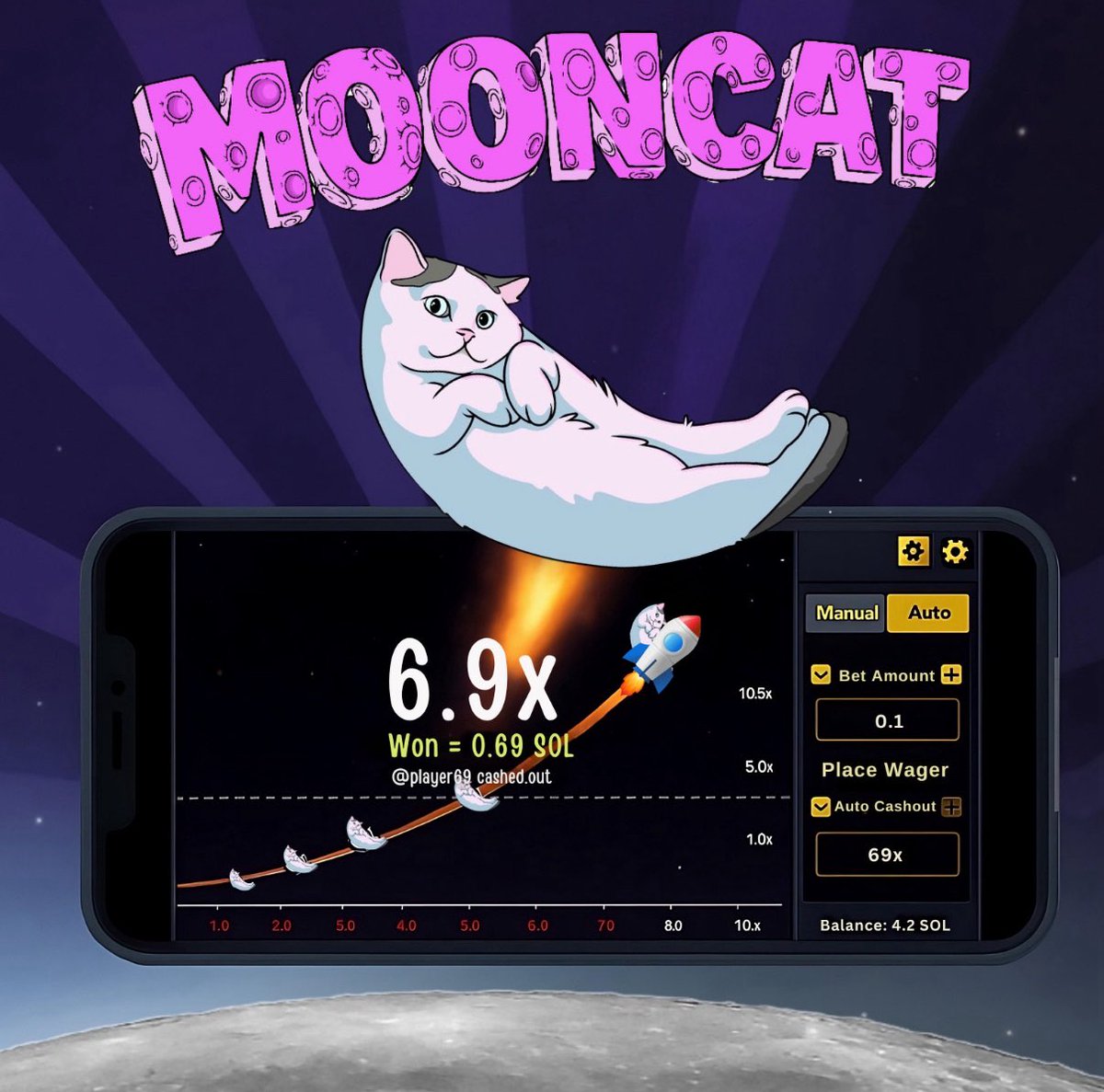What began as a simple meme of just a cat shaped like the moon. Mooncat has rapidly evolved into something much bigger.

In just over a month, Mooncat has attracted over 4,500 holders, united by a single mission:

Get the cat to the moon.

Now, we’re accelerating that mission.