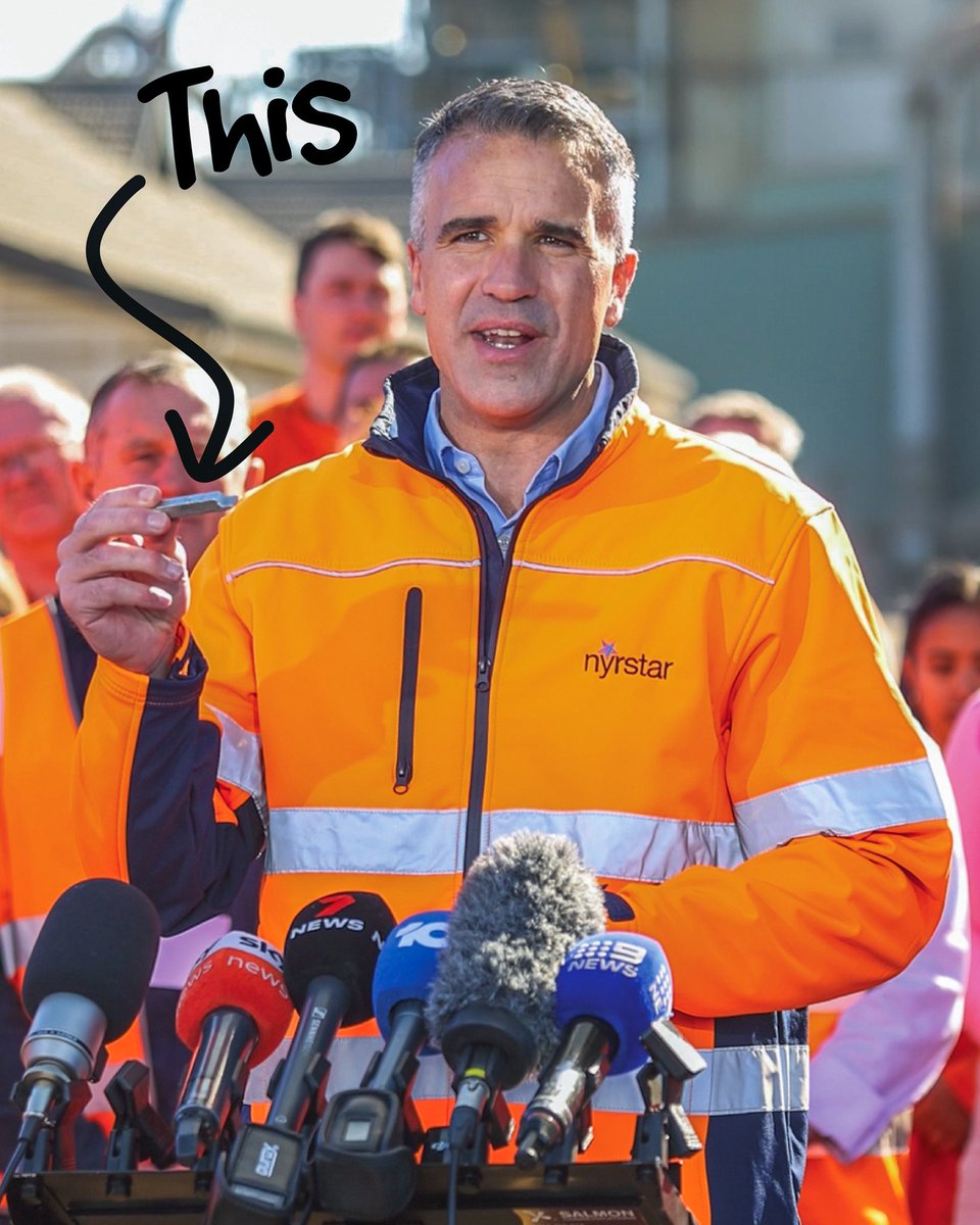 This is antimony.
 
It’s a critical mineral that represents the future of the Port Pirie smelter capability.

The transformation of the smelter into a producer of critical minerals like antimony would put our state at the forefront of a global supply chain that is vital to clean