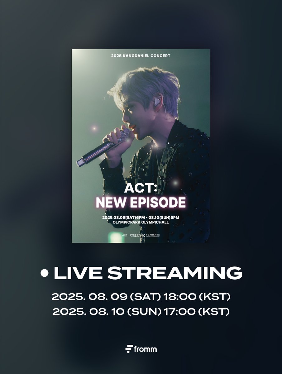 [📢]
𝟮𝟬𝟮𝟱 𝗞𝗔𝗡𝗚𝗗𝗔𝗡𝗜𝗘𝗟 𝗖𝗢𝗡𝗖𝗘𝗥𝗧 [𝗔𝗖𝗧 : 𝗡𝗘𝗪 𝗘𝗣𝗜𝗦𝗢𝗗𝗘] 𝗟𝗜𝗩𝗘 𝗦𝗧𝗥𝗘𝗔𝗠𝗜𝗡𝗚 𝗢𝗣𝗘𝗡 🎉

🔗 bit.ly/4mr8JZA

📅 라이브 일정
2025.08.09 (SAT) 6PM (KST)
2025.08.10 (SUN) 5PM (KST)

✨ 구매자 전원 라이브스트리밍 이용권
✨ 구매자 전원