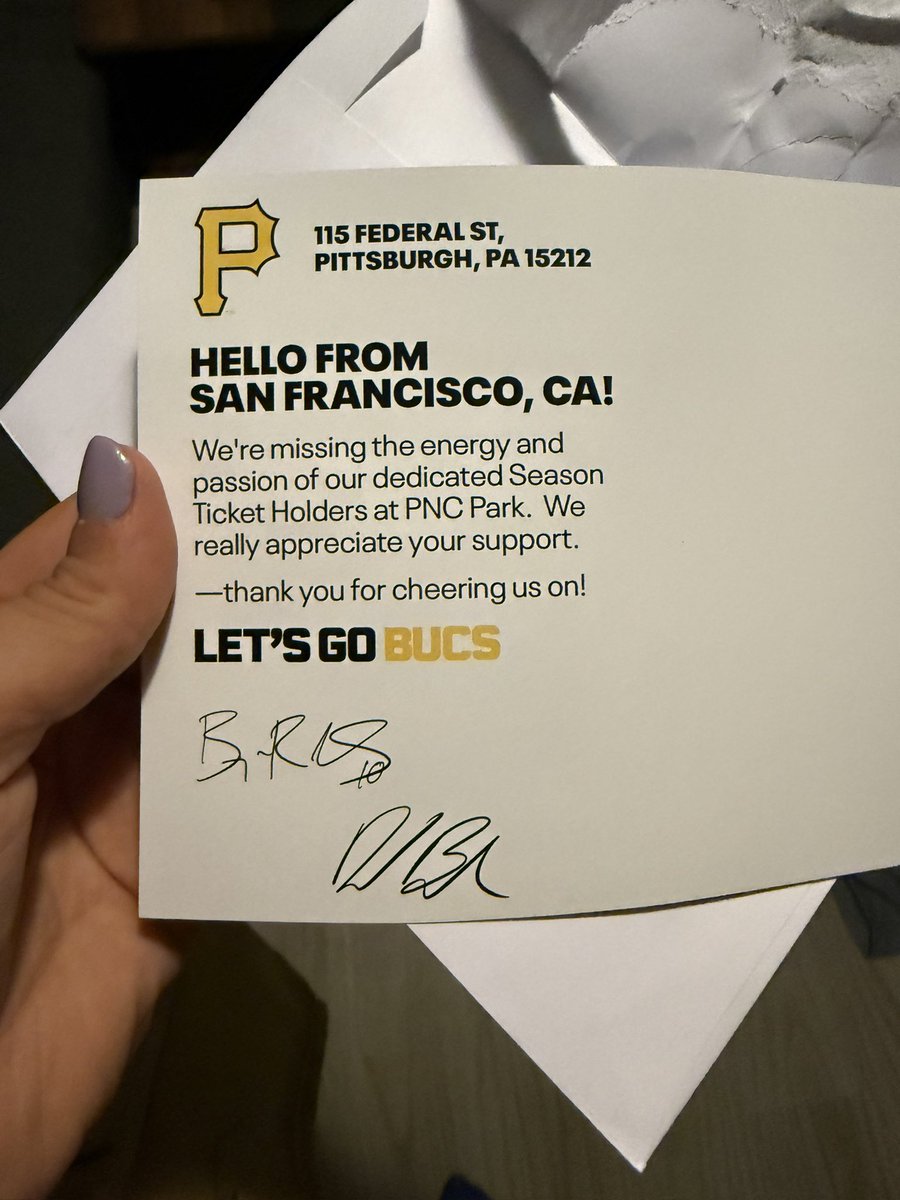 Only the Pittsburgh Pirates would send a post card with a traded player to their season ticket holders