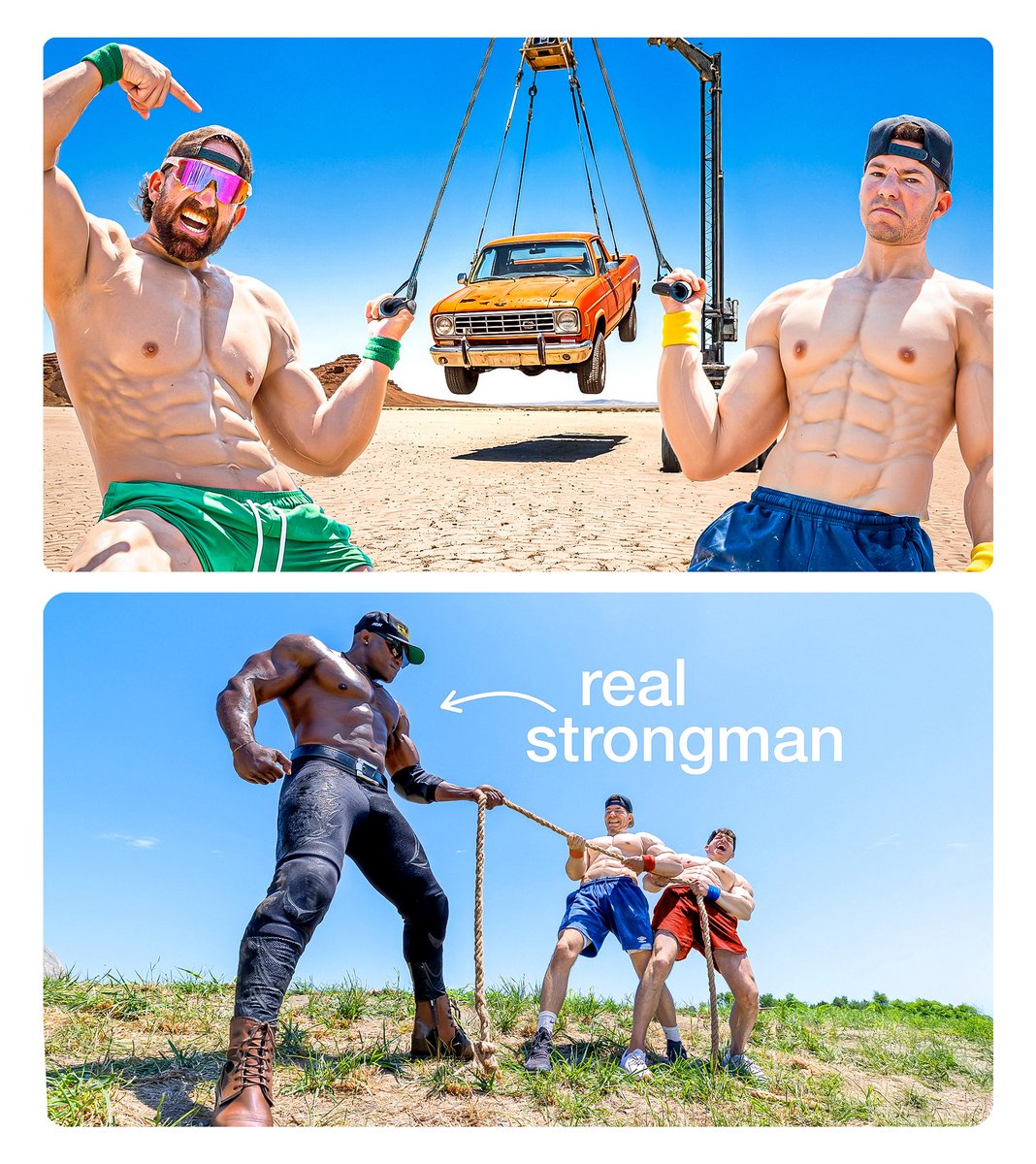 💪✏️thumbnails i made for <a href="/DudePerfect/">Dude Perfect</a>'s recent video

"Who is the Strongest Dude?"