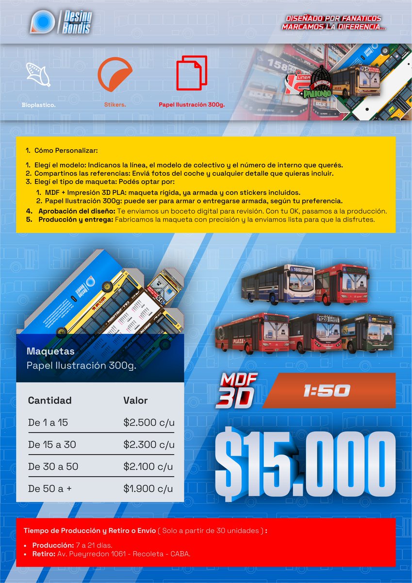 #DesingBondis
#MaquetasColectivos
#MaquetasPersonalizadas
#Colectivos
#TransporteArgentino
#Modelismo
#FanaticosDelBondi
#RegaloOriginal
#Diseño3D
#PapelIlustración
#MDF3D
#DiseñoArgentino
