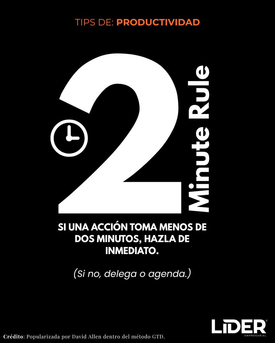 Este tip es ideal para: Ejecutivos con alta carga de tareas pequeñas.⏲️

Esta simple regla aligera tu lista de pendientes y mantiene tu sistema limpio.