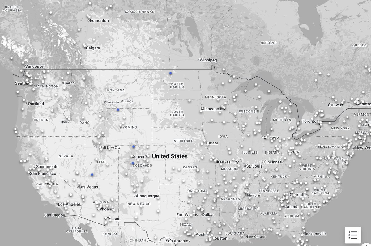 My 5 picks are in.  Steamboat CO, Zion NP (Springdale) UT, Gunnison CO, Cody WY, Minot ND.   Where is your BLUE DOT?