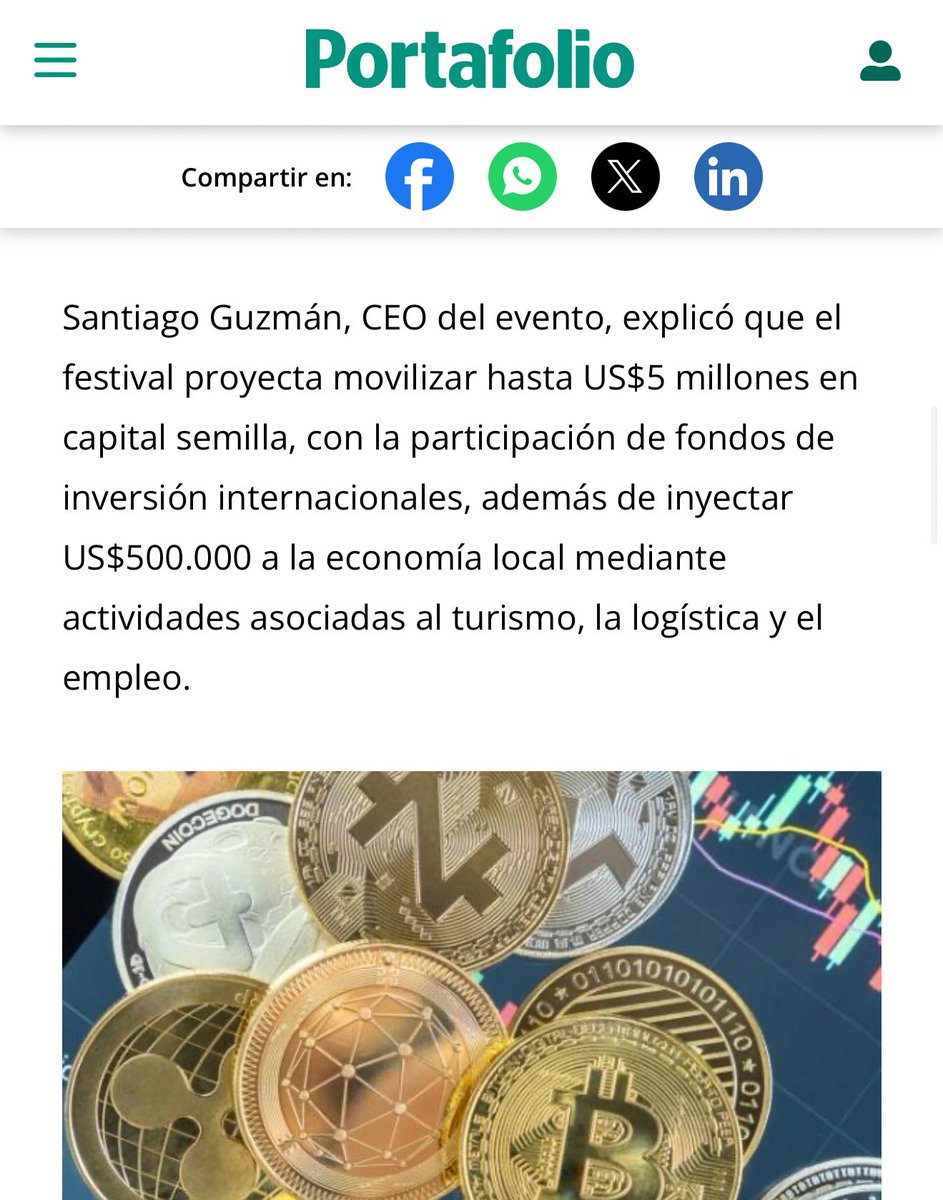 Elcriptoparcero's tweet image. 🙏 Gracias Portafolio por este valioso espacio en el que destacan el trabajo que venimos construyendo con pasión y propósito.

📢 Colombia será sede del mayor evento cripto de Latinoamérica: el Cripto Latin Fest 2025, un encuentro donde la educación, la innovación y la…