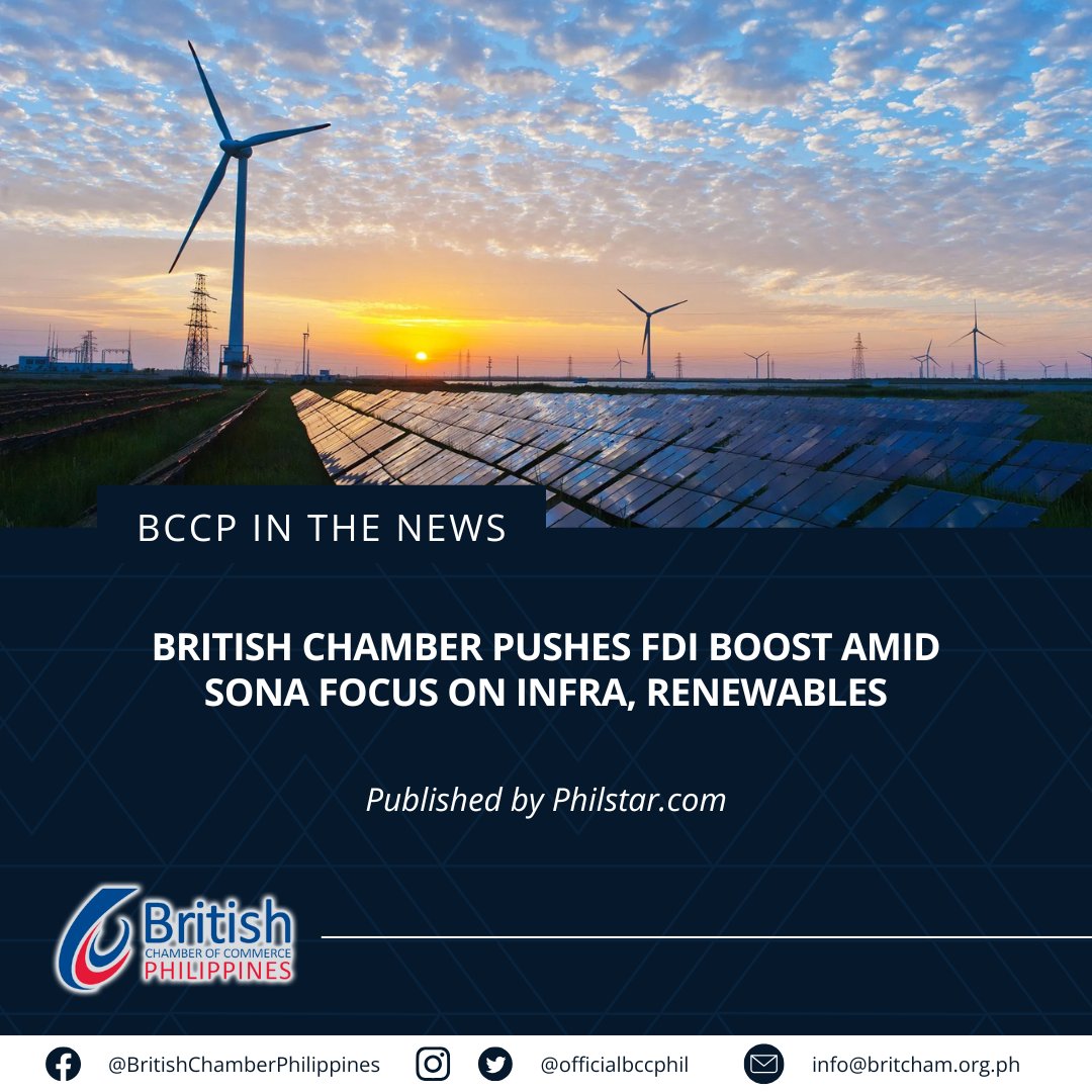 #BCCPinTheNews | British Chamber pushes FDI boost amid SONA focus on infra, renewables

Read the full article ⬇️
philstar.com/business/biz-m…

#BCCP2025 #BCCPinAction