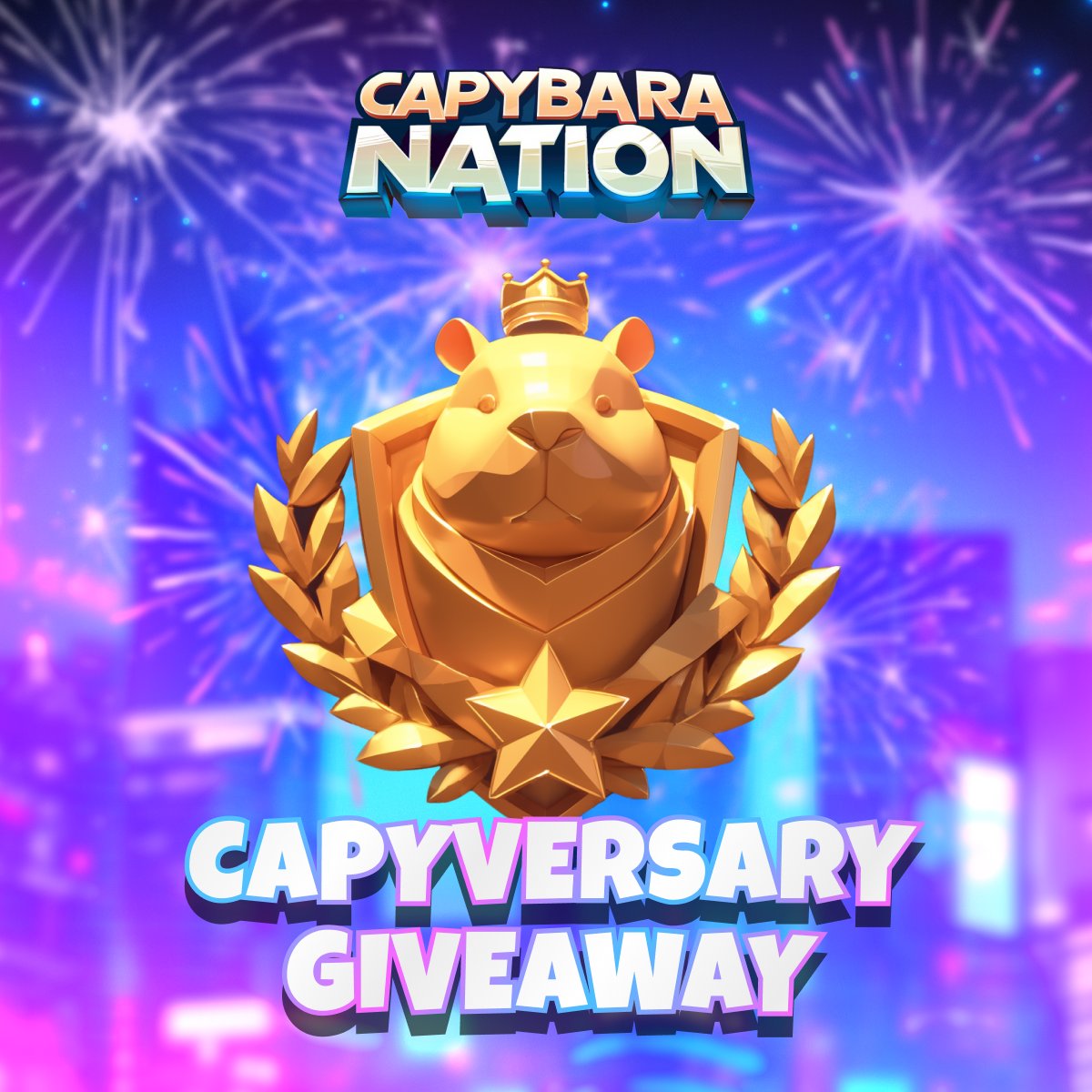 Capybara Nation - $BARA is live on Crypto.com (@capy_nation) on Twitter photo 🎉CAPYVERSARY GIVEAWAY 🎉
Capybara Nation just turned ONE and we’re throwing a party! 3 lucky Capys will win $50 USDT each! Giveaway closes on 10 Aug.
How to enter:
👣Follow <a href="/capy_nation/">Capybara Nation - $BARA is live on Crypto.com</a>
🩷Like and retweet this post
🐹Tag 3 friends who need to play Capybara Nation
Let’s 🎉CAPYVERSARY GIVEAWAY 🎉
Capybara Nation just turned ONE and we’re throwing a party! 3 lucky Capys will win $50 USDT each! Giveaway closes on 10 Aug.
How to enter:
👣Follow <a href="/capy_nation/">Capybara Nation - $BARA is live on Crypto.com</a>
🩷Like and retweet this post
🐹Tag 3 friends who need to play Capybara Nation
Let’s