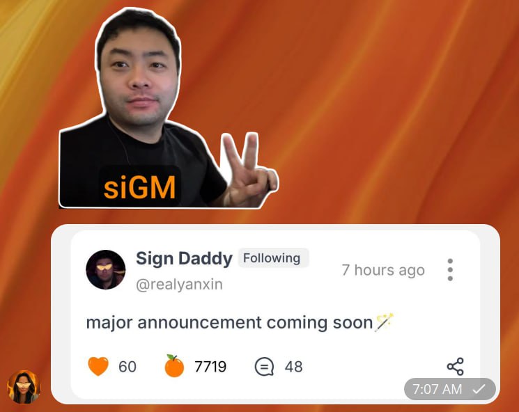skarovangel25's tweet image. Big Orange Alert from the Top 🍊👀

@sign Daddy @realyanxin is cooking something major...

So tighten your vests, charge your vibes, and stay locked in.

The Orange Signal’s about to get louder.
Stay tuned. Stay ready. Stay Signed.

The official landing page is now live:…